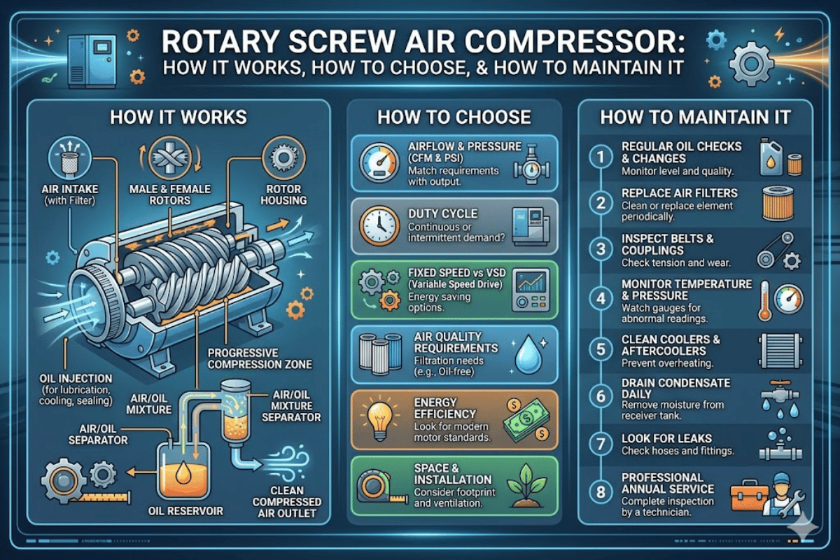 Rotary Screw Air Compressor: The Complete Guide [2026] - Pangeng