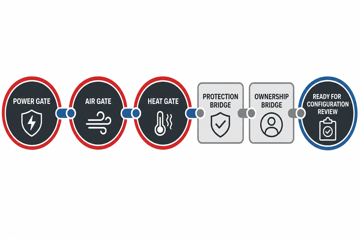 Power, air, heat, protection, and ownership readiness chain before PTO compressor configuration review