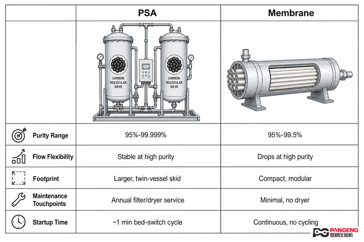 PSA vs Membrane Nitrogen Generators: Key Differences at a Glance — PanGeng