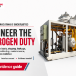 Reciprocating hydrogen duty guide covering interfaces, monitoring, maintenance, and evidence