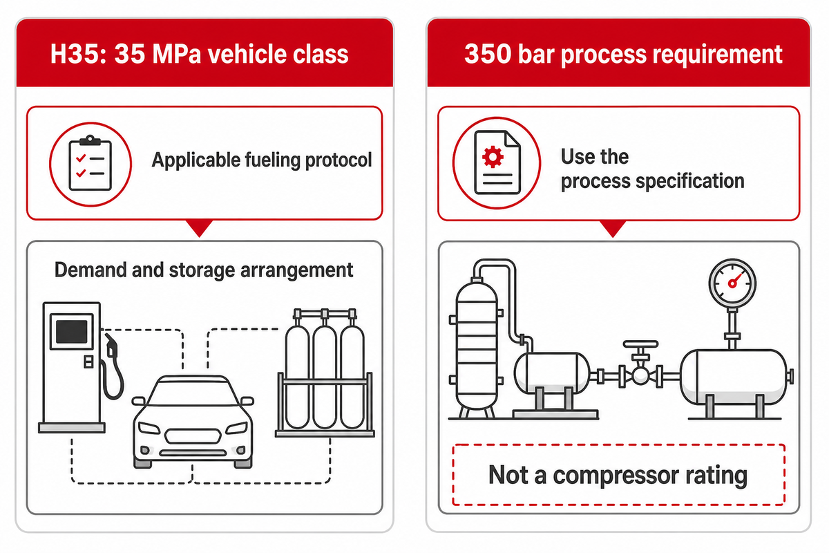 350 bar hydrogen compression: separate H35 fueling from process duty — PG Compressor