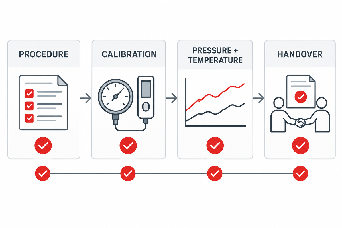 Acceptance evidence chain for each pressure-test phase.
