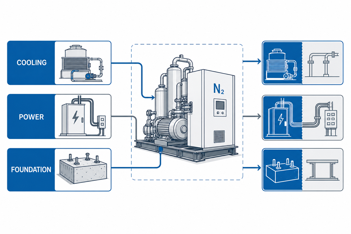 Nitrogen compressor utilities and site interfaces.