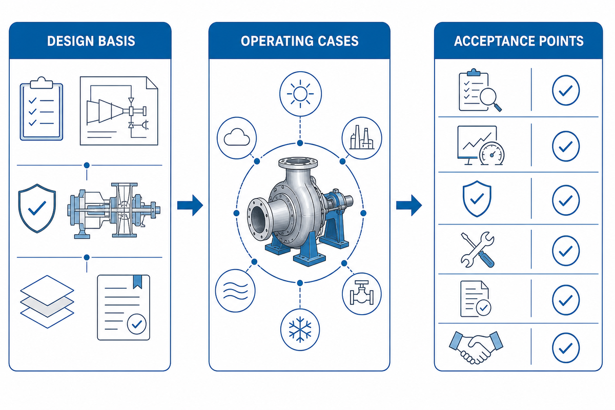 Engineer handing a compressor design-basis checklist to a manufacturer.