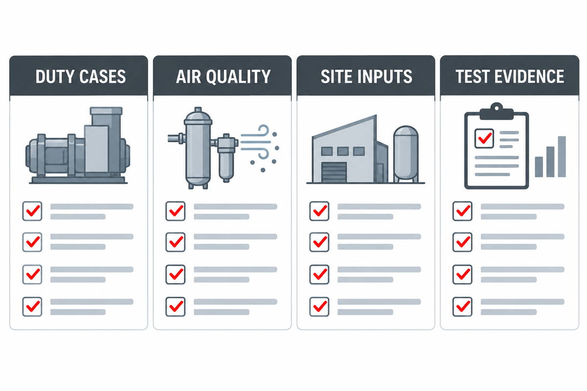 Industrial air compressor RFQ checklist for oil and gas service.