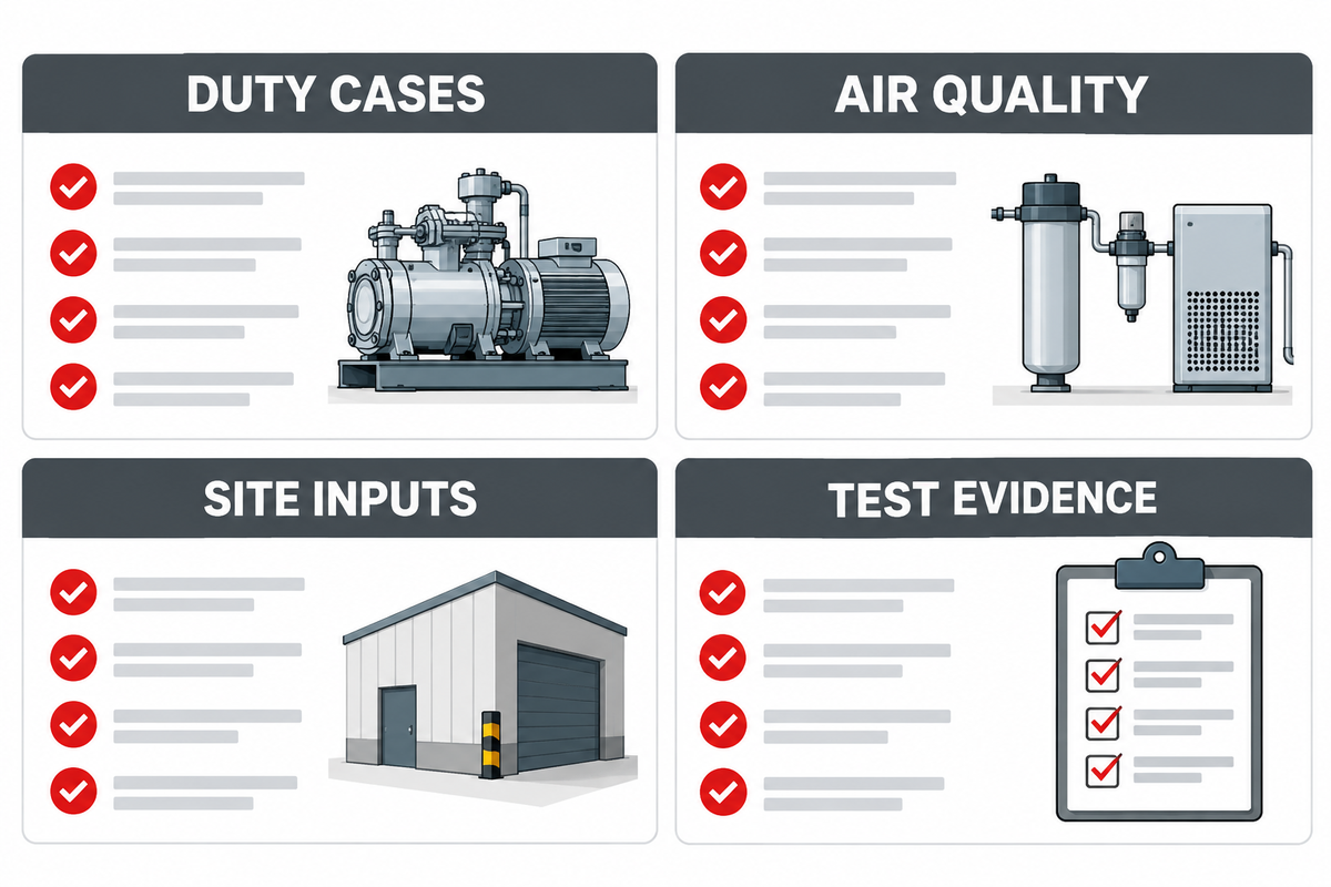 Industrial air compressor RFQ checklist for oil and gas service.
