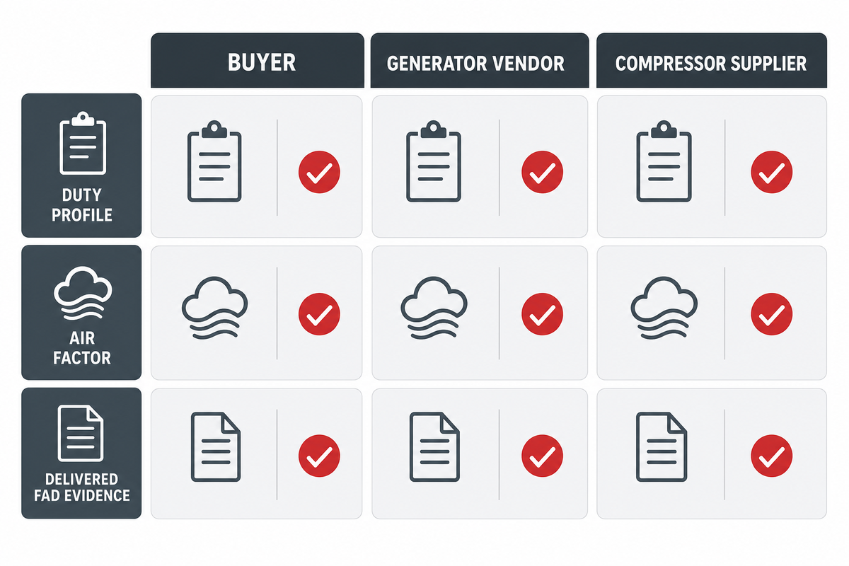 Duty-point worksheet ownership for a nitrogen feed-air package.